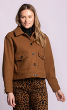 Brown winter coat with buttons and front pockets