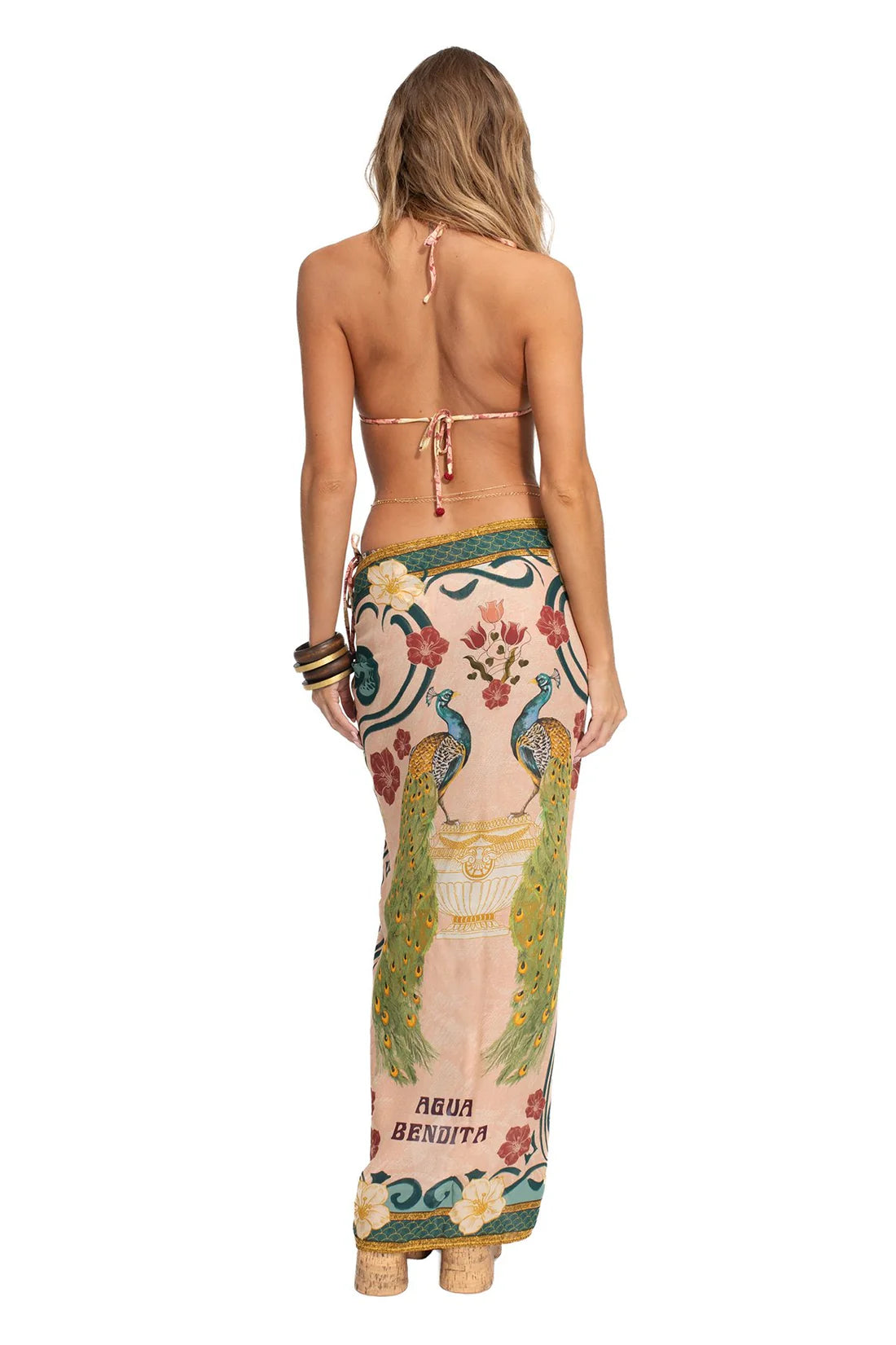 Long multicolor print sarong