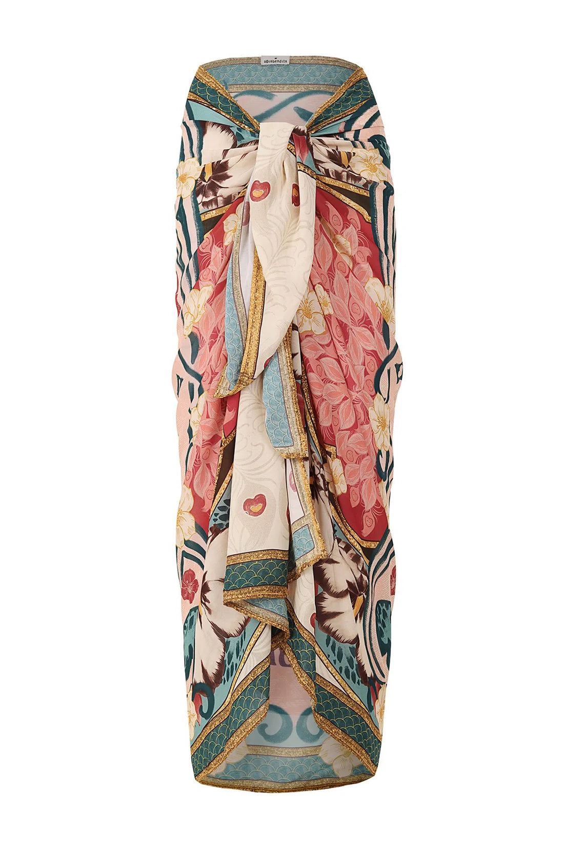Long multicolor print sarong