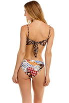 Full coverage bottom with multicolor print that reverses to cheetah print