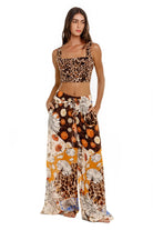 Cropped tank top with a square neckline in Cheetah print