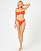 Bright Orange Ribbed Ring Front Bandeau 