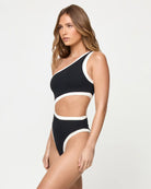 One shoulder one piece with side cutout 
