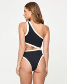 One shoulder one piece with side cutout 