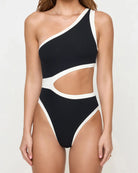One shoulder one piece with side cutout 