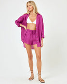 Colorful Tie Front Linen Shorts