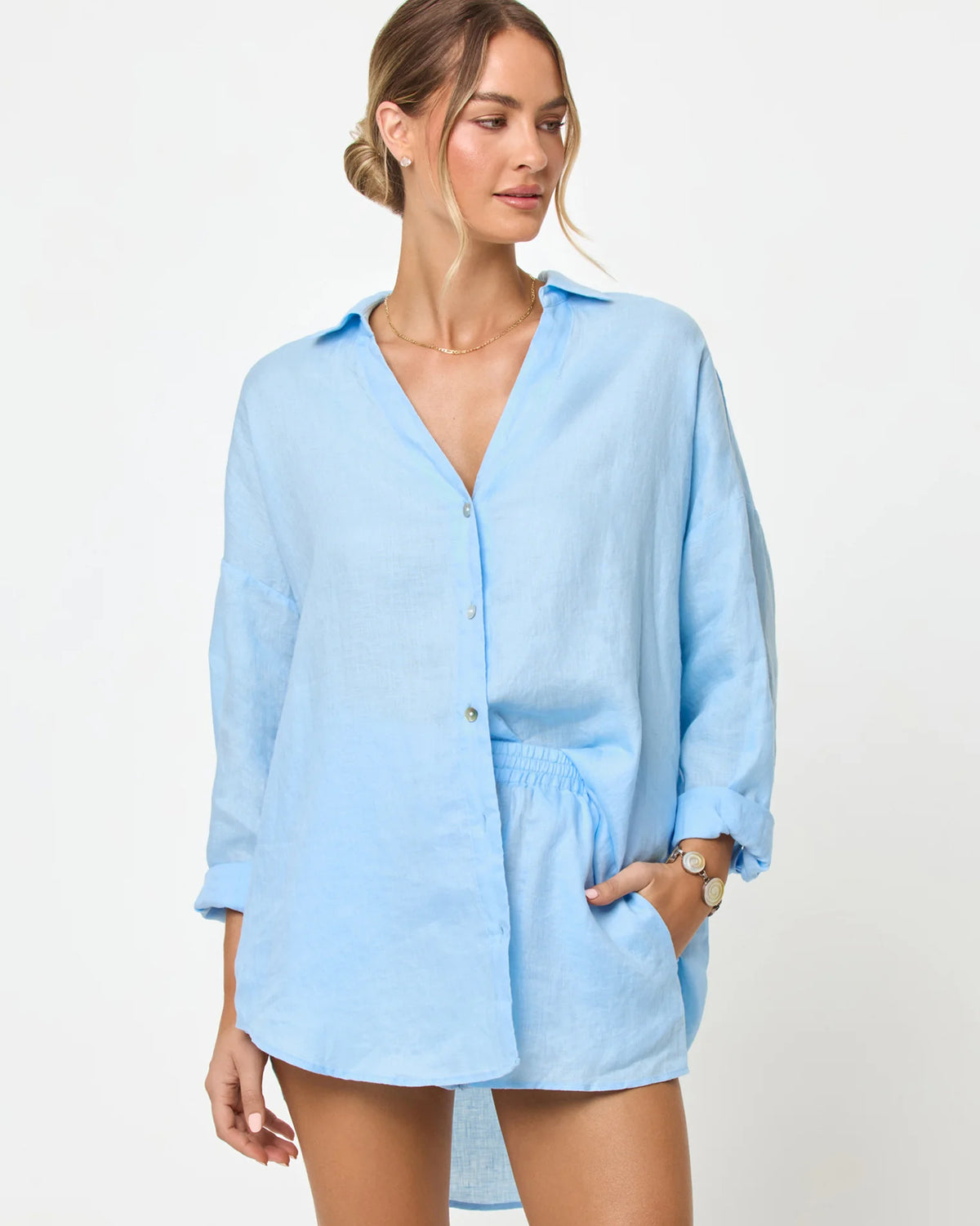 Sky Blue Collared Coverup