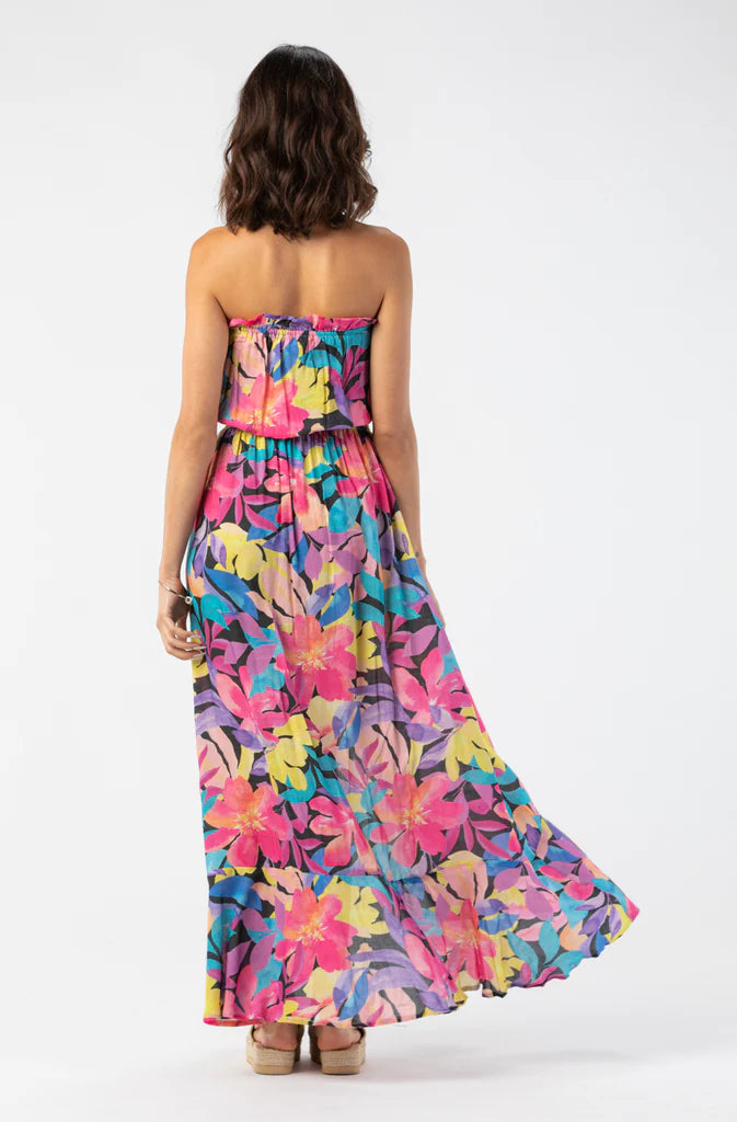 
                  
                    Bright Multicolor Print Strapless Dress
                  
                