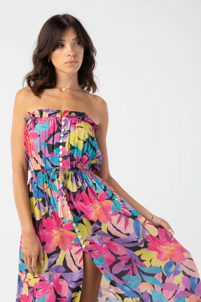 
                  
                    Bright Multicolor Print Strapless Dress
                  
                