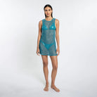 Blue Knit Coverup Mini Dress 