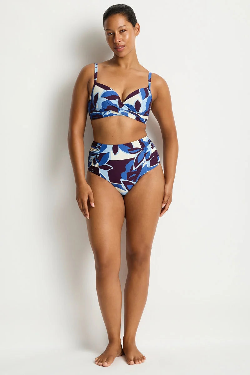 High Waist Gathered Side Bikini Bottom