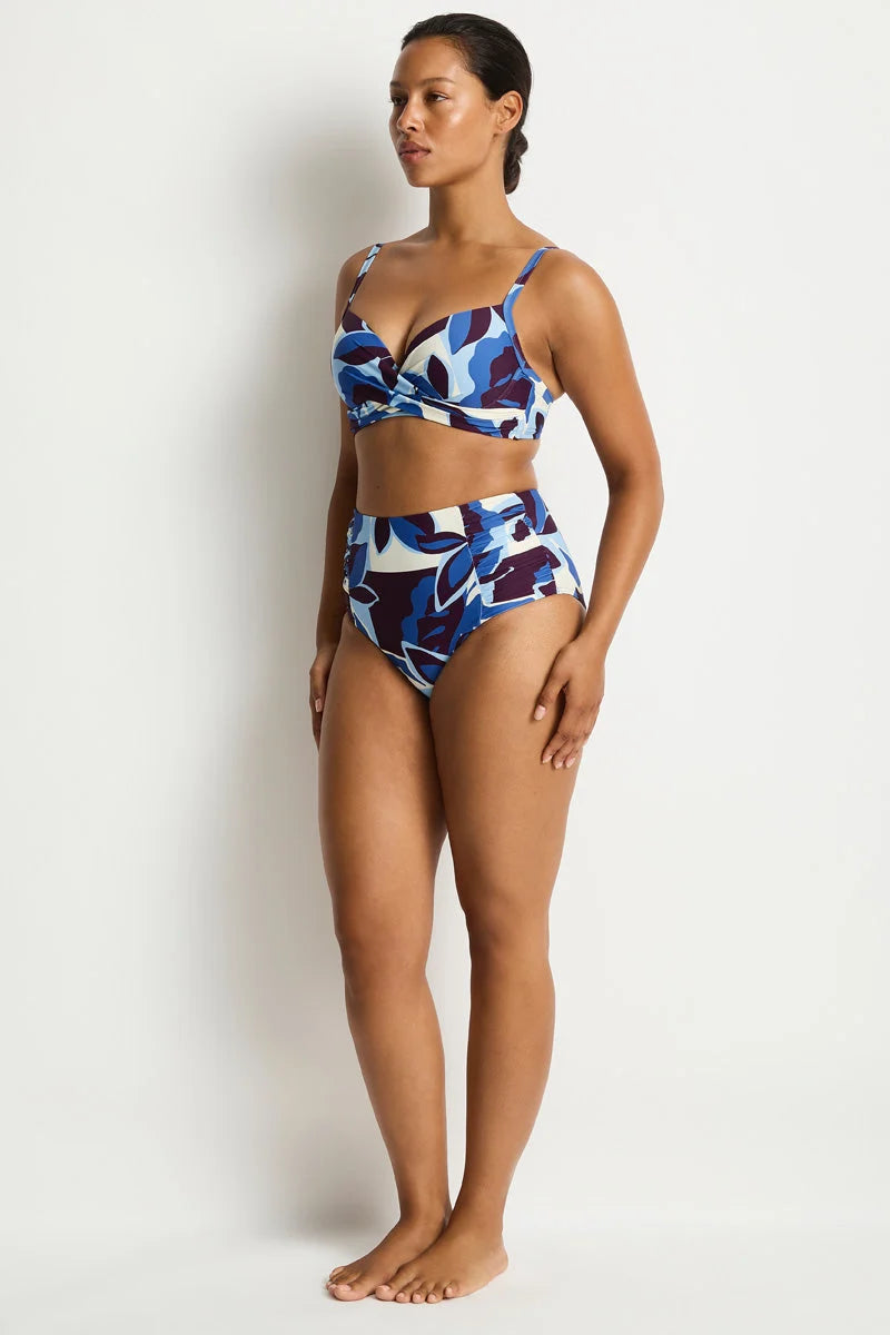 High Waist Gathered Side Bikini Bottom