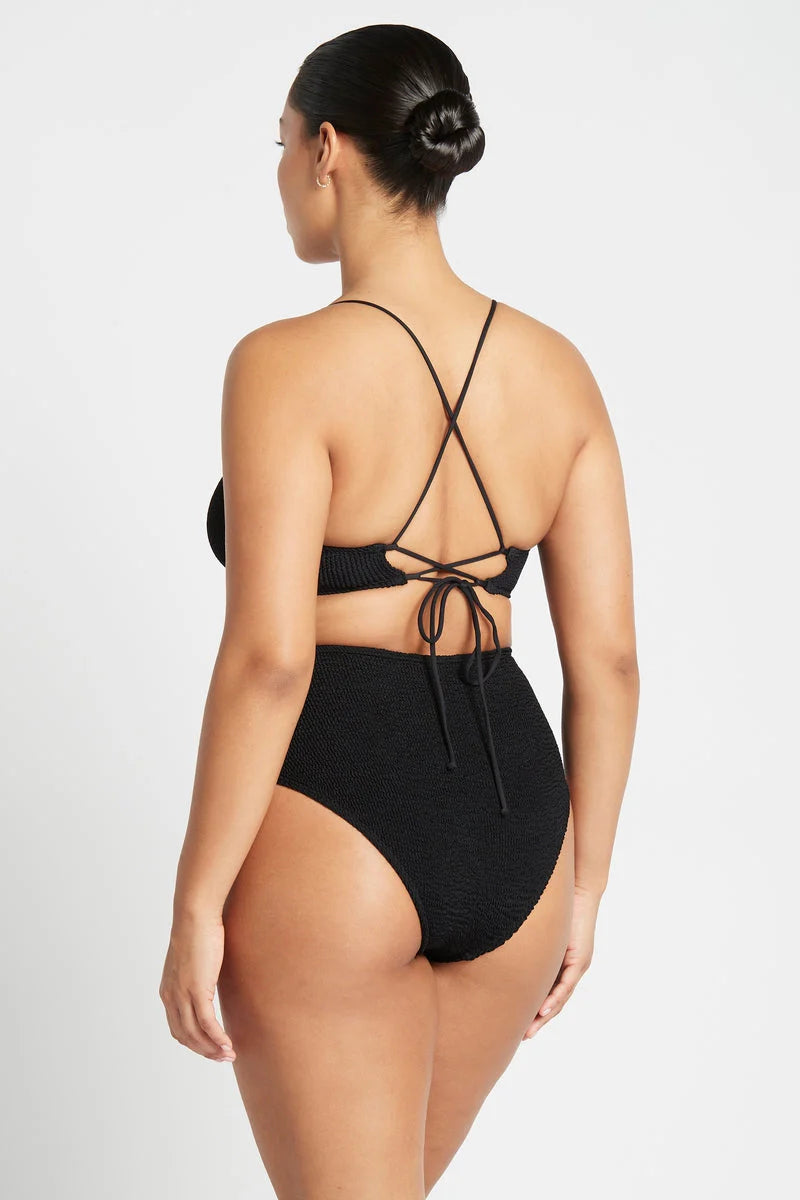 Black High Waist Crinkle Bottom
