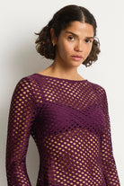 Sheer mesh coverup dress with long sleeves