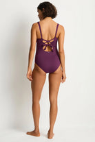 V-neck one piece with back tie