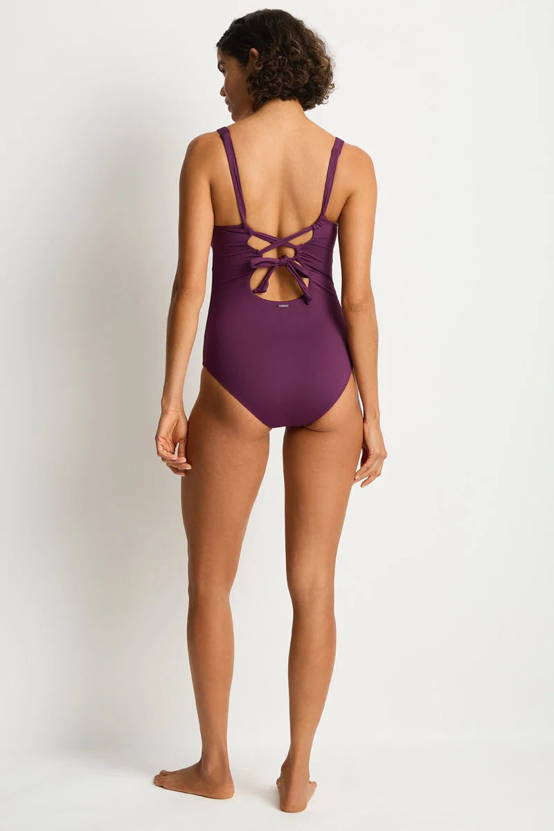 V-neck one piece with back tie