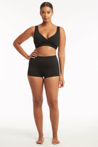 Black boyshort bikini bottom
