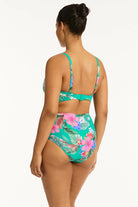 High waist bottom with bright tropical print