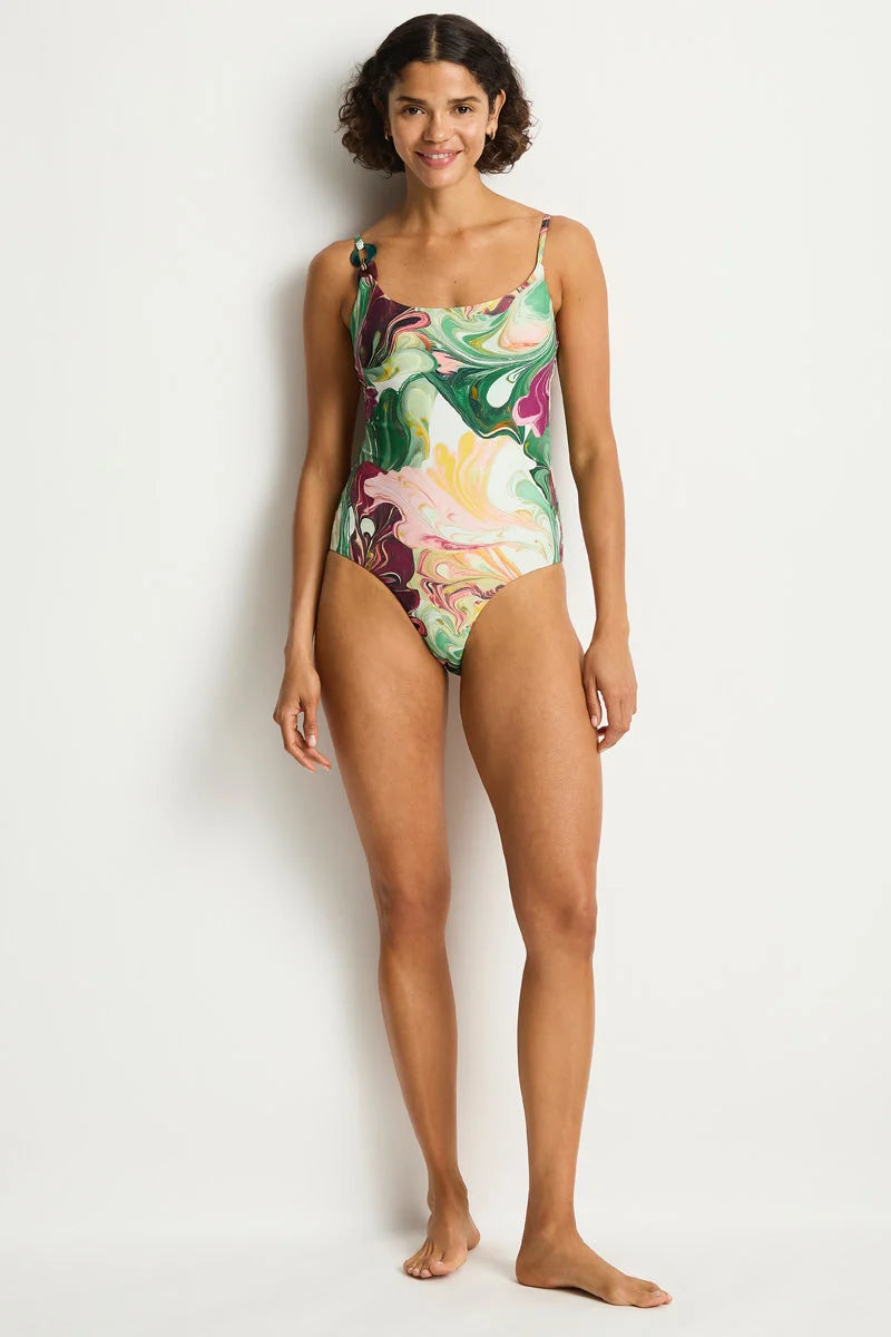Abstract Multicolor Print One Piece
