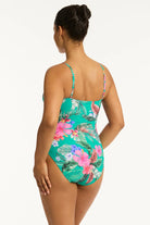 Tropical print one piece with soft cup support
