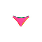 Pink modest coverage bottom with green, orange, and yellow trim