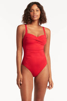 Red Twist Front One Piece 