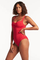 Red Twist Front One Piece 