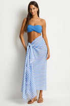Long striped sarong with frayed edges