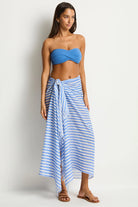 Long striped sarong with frayed edges
