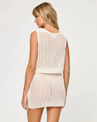 Open knit mini skirt in off white