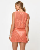 Orange Open Knit Crochet Mini Skirt