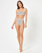 Striped bandeau top with adjustable straps