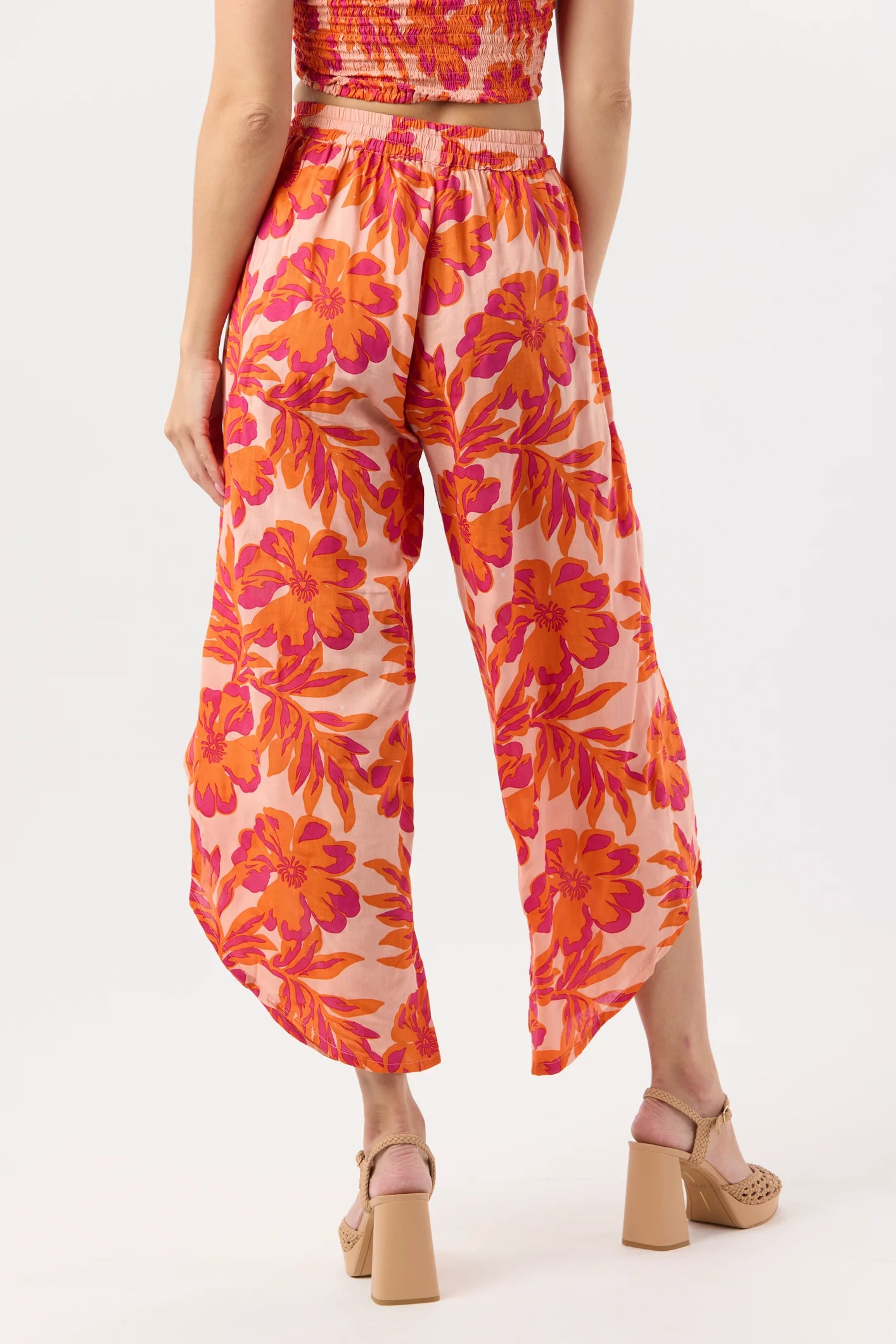 Drawstring Pant With Hawaiian Flower Print