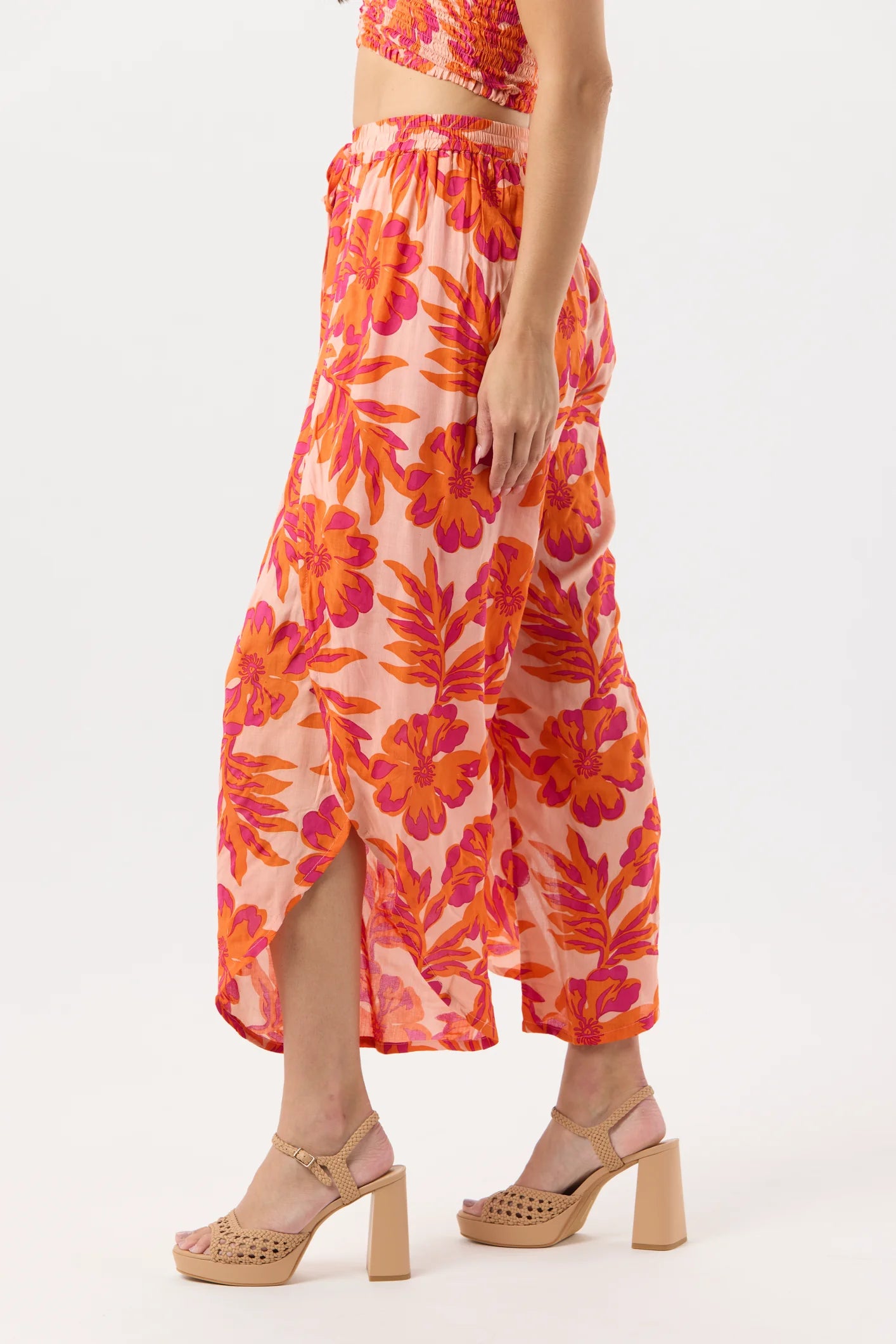Drawstring Pant With Hawaiian Flower Print