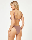 Bandeau style top with gold starfish hardware and removable straps
