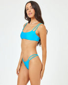 Shimmery Blue Double Shoulder Strap Top