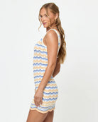 Crochet cotton mini dress with a scalloped hem