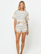 Colorful crochet shorts with a scalloped hem