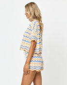 Colorful crochet shorts with a scalloped hem