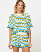 Multicolor striped crochet cotton crop top