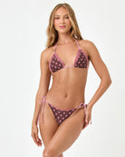 Reversible tie side bikini bottom with crochet trim 