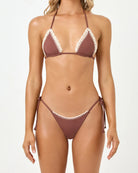 Brown triangle top with crochet trim