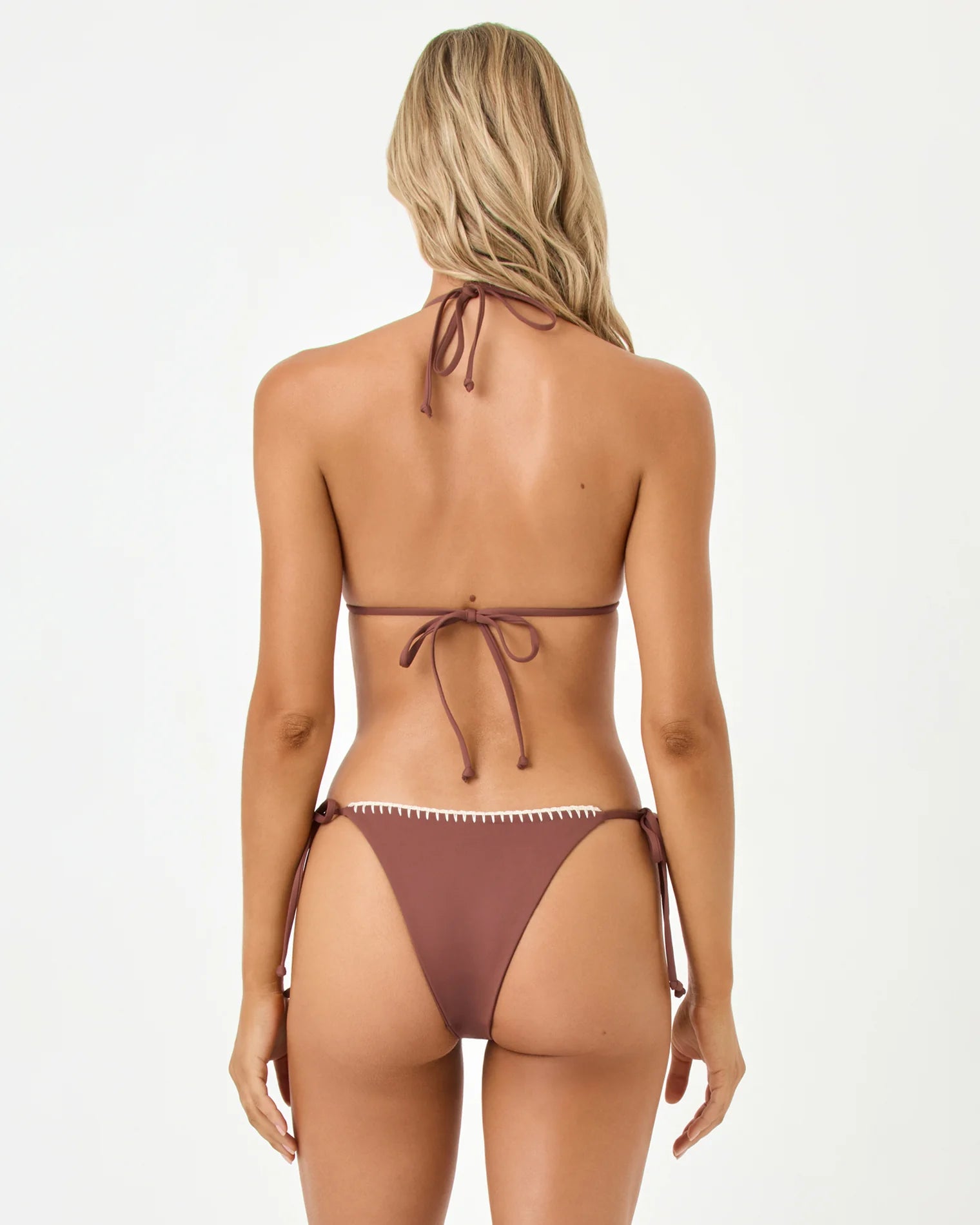 Brown tie side bikini bottom