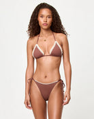 Brown triangle top with crochet trim