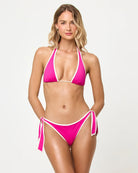 Hot pink triangle top with thick halter straps