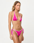 Hot pink triangle top with thick halter straps
