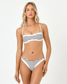 White bikini bottom with black stripes