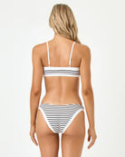 White bikini bottom with black stripes