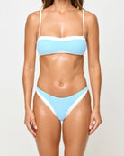 Ribbed Light Blue Bandeau Bikini Top