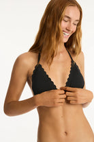 Adjustable black triangle top with scalloped detail